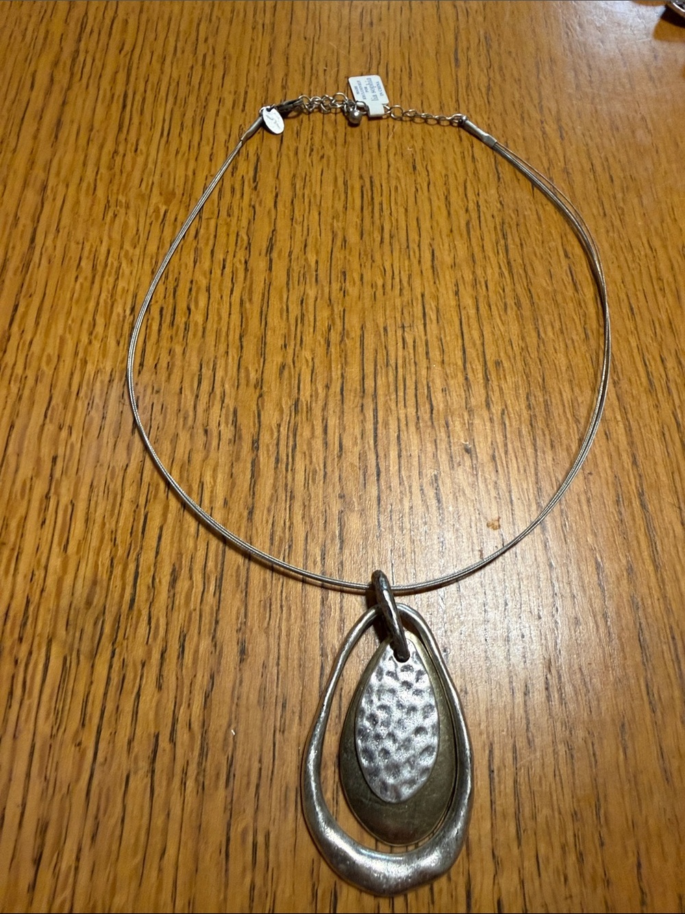 Lia Sophia Silver-Tone Layered Teardrop Pendant Necklace